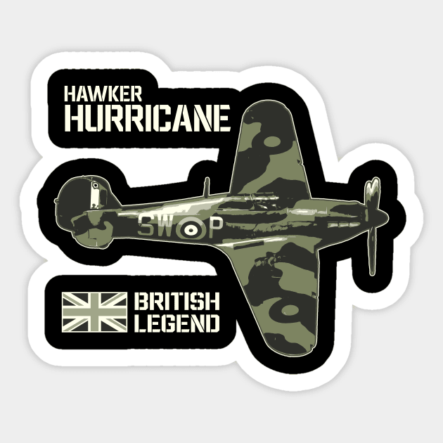 Hawker Hurricane  Aircraft Airplane Aeroplane RAF Plane UK British Legend Sticker by BeesTeez